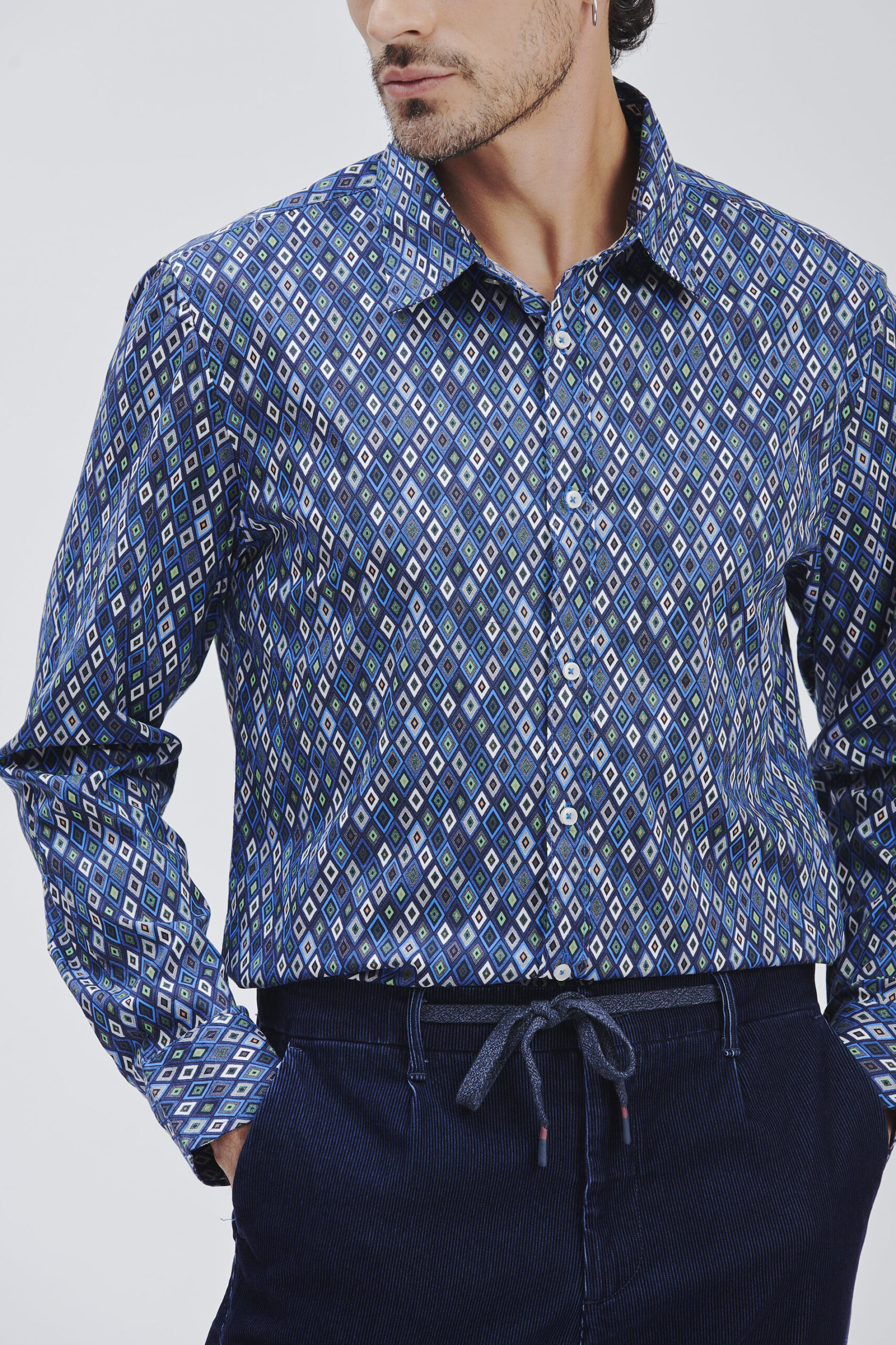 FU120-CAMICIA-MICRO-STAMPA-BLU-717 CAMICIA STAMPA GEOMETRICA |