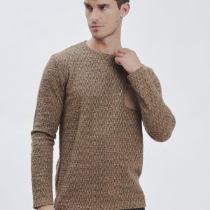 FU146_PARICOLLO-ML-CON-TASCHINO_BISCOTTO-2094 LONG-SLEEVED CREWNECK SWEATER WITH POCKET |