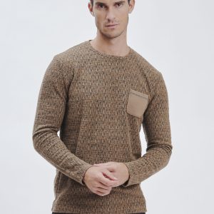 FU146_PARICOLLO-ML-CON-TASCHINO_BISCOTTO-2096 LONG-SLEEVED CREWNECK SWEATER WITH POCKET |