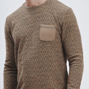 FU146_PARICOLLO-ML-CON-TASCHINO_BISCOTTO-2098 LONG-SLEEVED CREWNECK SWEATER WITH POCKET |