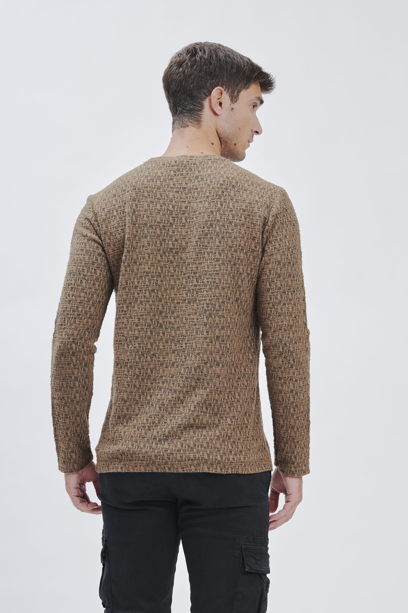 FU146_PARICOLLO-ML-CON-TASCHINO_BISCOTTO-2099 LONG-SLEEVED CREWNECK SWEATER WITH POCKET |