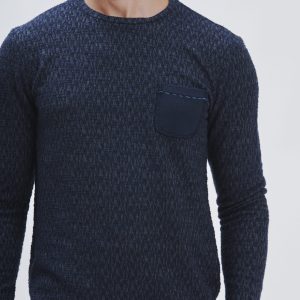 FU146_PARICOLLO-ML-CON-TASCHINO_NAVY-2080 LONG-SLEEVED CREWNECK SWEATER WITH POCKET |
