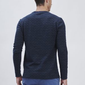 FU146_PARICOLLO-ML-CON-TASCHINO_NAVY-2081 LONG-SLEEVED CREWNECK SWEATER WITH POCKET |