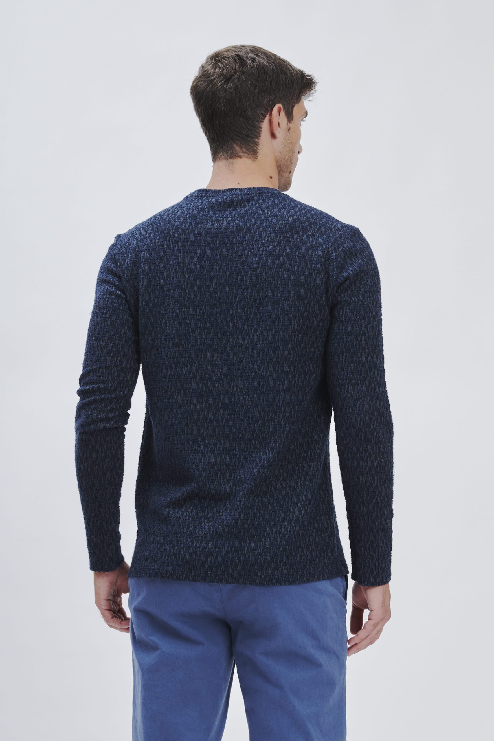 FU146_PARICOLLO-ML-CON-TASCHINO_NAVY-2081 LONG-SLEEVED CREWNECK SWEATER WITH POCKET |