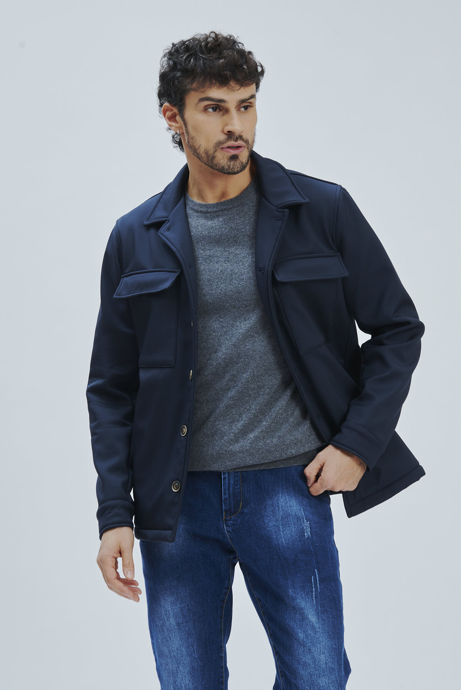 FU153-JACKET-COUPLED-POCKETS-NAVY-733 POCKET JACKET |