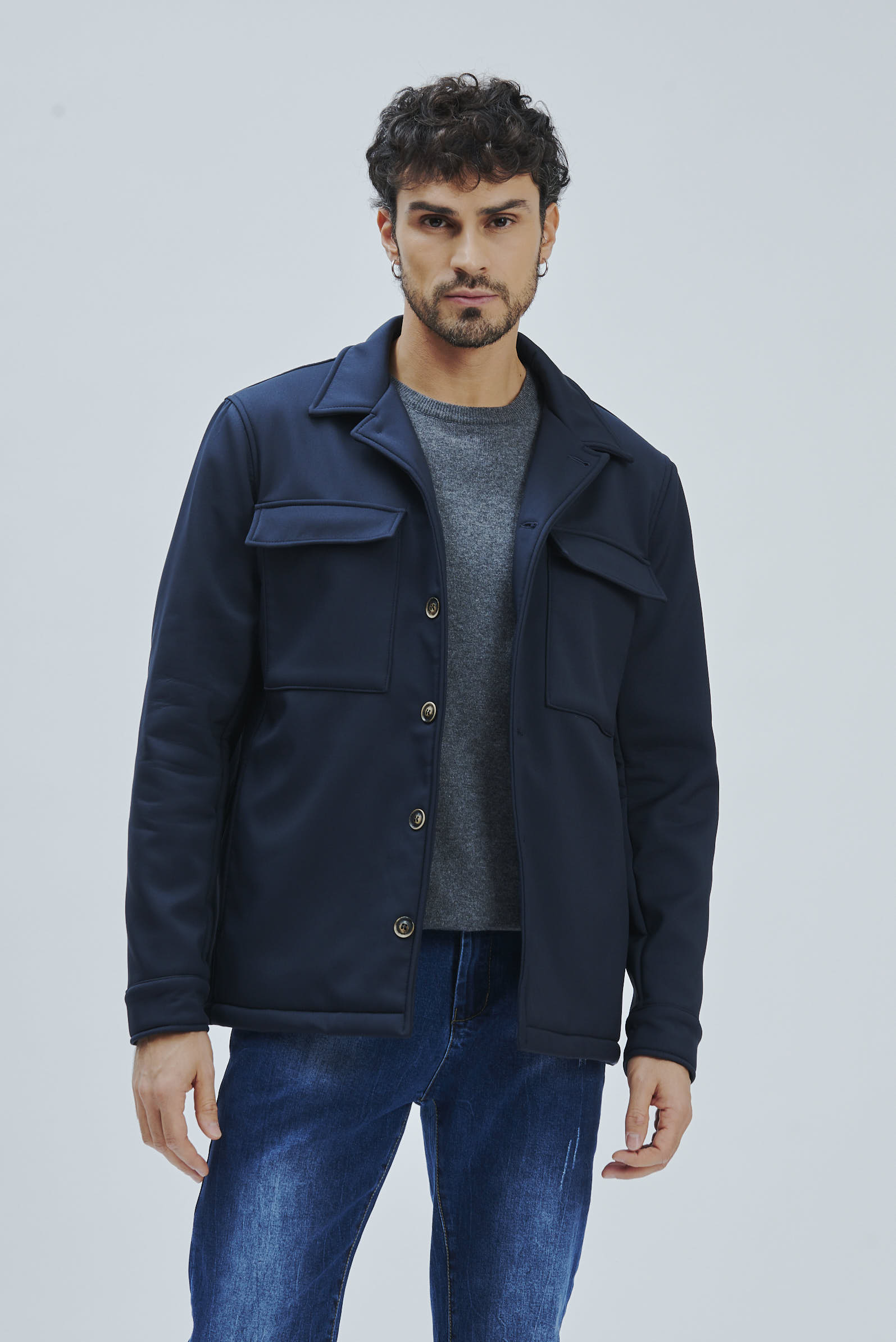 FU153-JACKET-COUPLED-POCKETS-NAVY-736 POCKET JACKET |