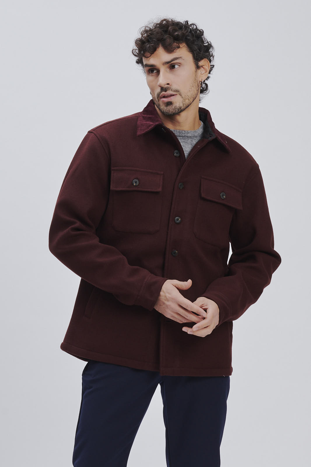 FU179-OVERSHIRT-PANNO-BORDEAUX-1549 CAPPOTTO CAMICIA |