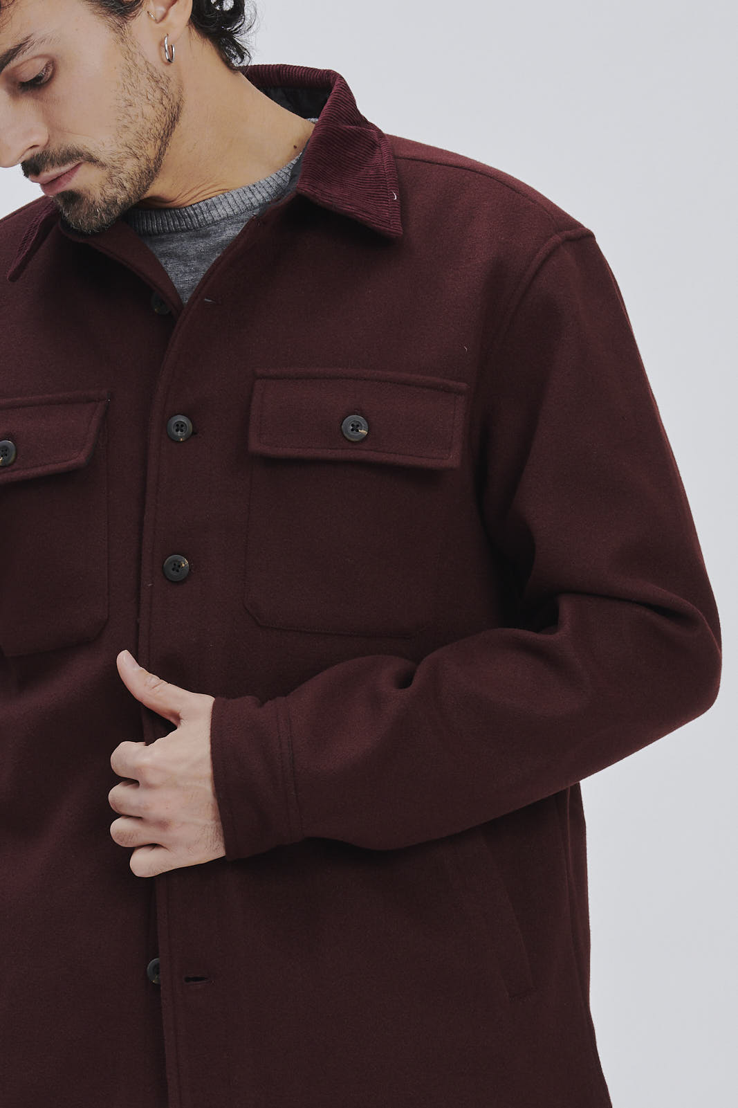 FU179-OVERSHIRT-PANNO-BORDEAUX-1550 CAPPOTTO CAMICIA |