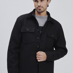 FU179-OVERSHIRT-PANNO-NERO-1574 CAPPOTTO CAMICIA |