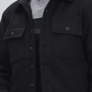 FU179-OVERSHIRT-PANNO-NERO-1577 CAPPOTTO CAMICIA |