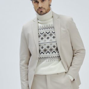 SLIM ELASTICATED TWO-BUTTON JACKET |