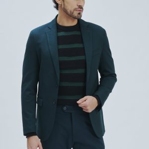 SLIM ELASTICATED TWO-BUTTON JACKET |