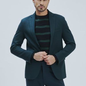 SLIM ELASTICATED TWO-BUTTON JACKET |