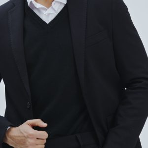 SLIM ELASTICATED TWO-BUTTON JACKET |