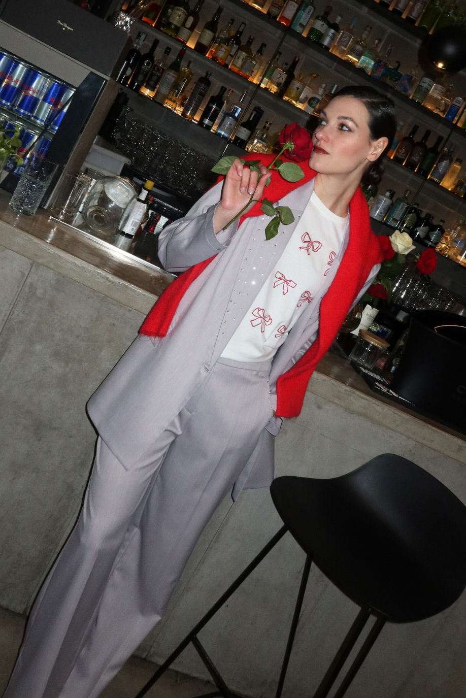 PINSTRIPE JACKET WITH RHINESTONES