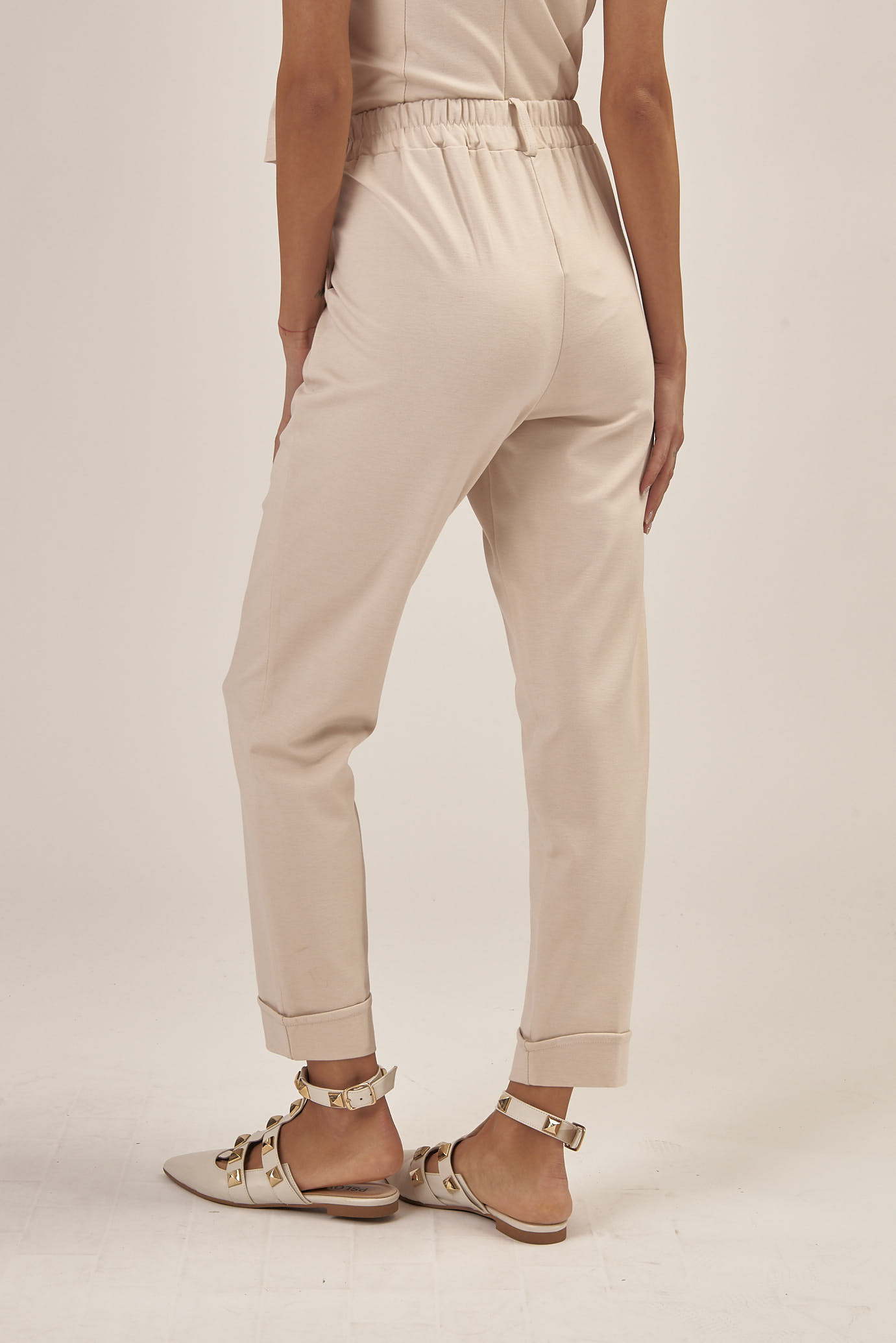 GD015-HOSEN-BUNDFALTEN-ELASTISCHER-BUND-BEIGE-794 BUNDFALTENHOSE MIT ELASTISCHEM BUND |