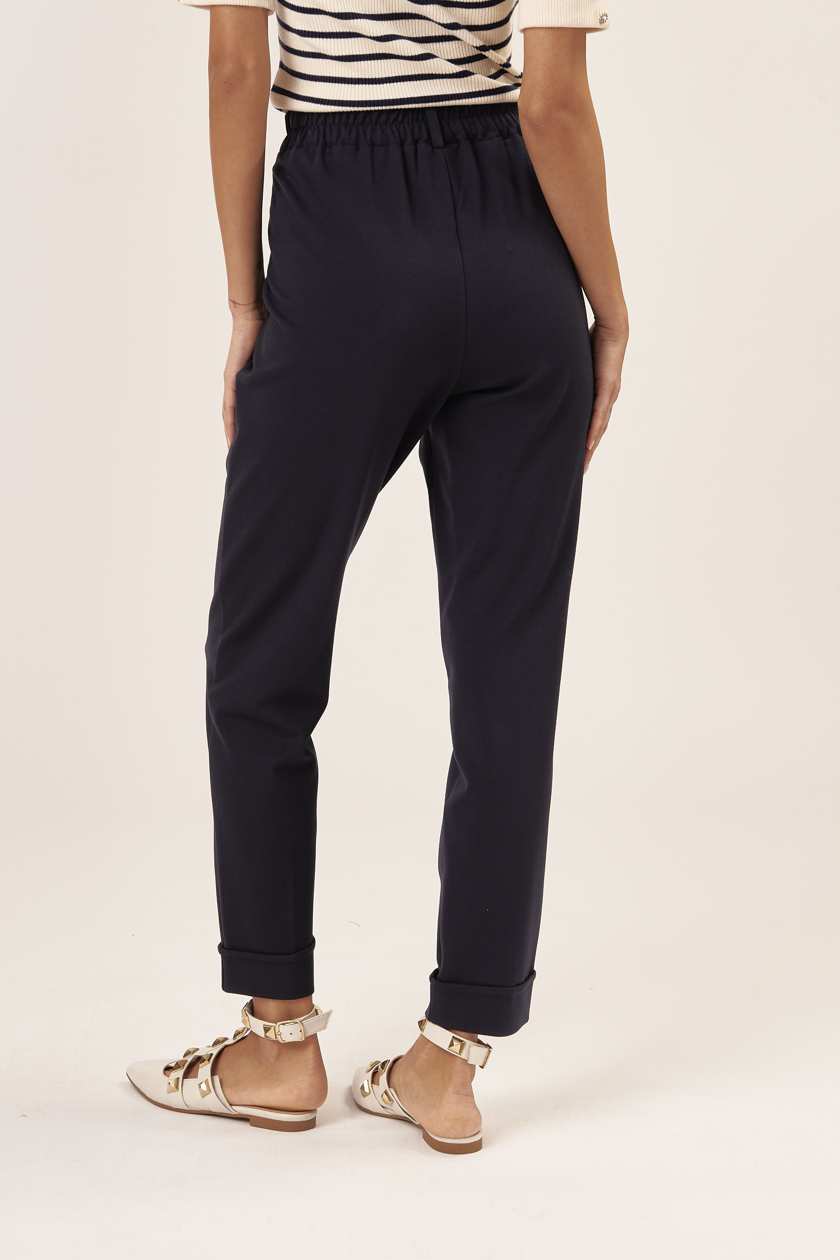 GD015-HOSE-BUNDFALTEN-ELASTISCHER-BUND-MARINEBLAU-784 BUNDFALTENHOSE MIT ELASTISCHEM BUND |