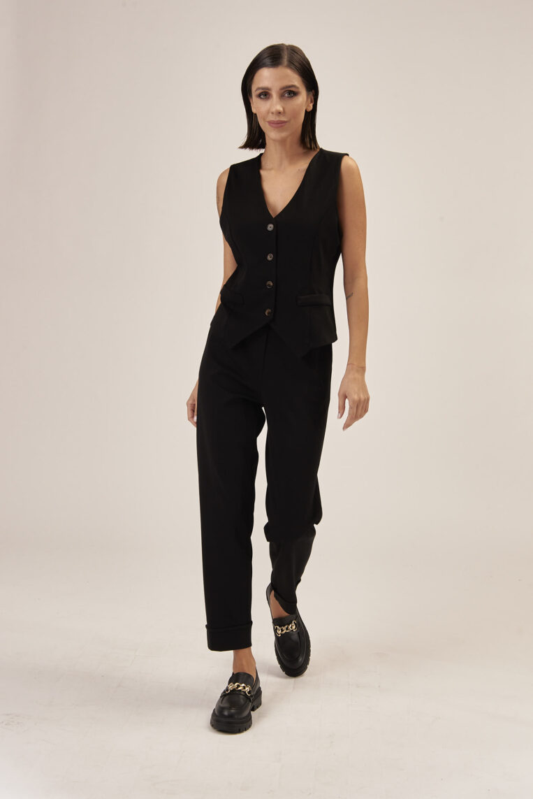PANTALONI PINCES CON ELASTICO IN VITA