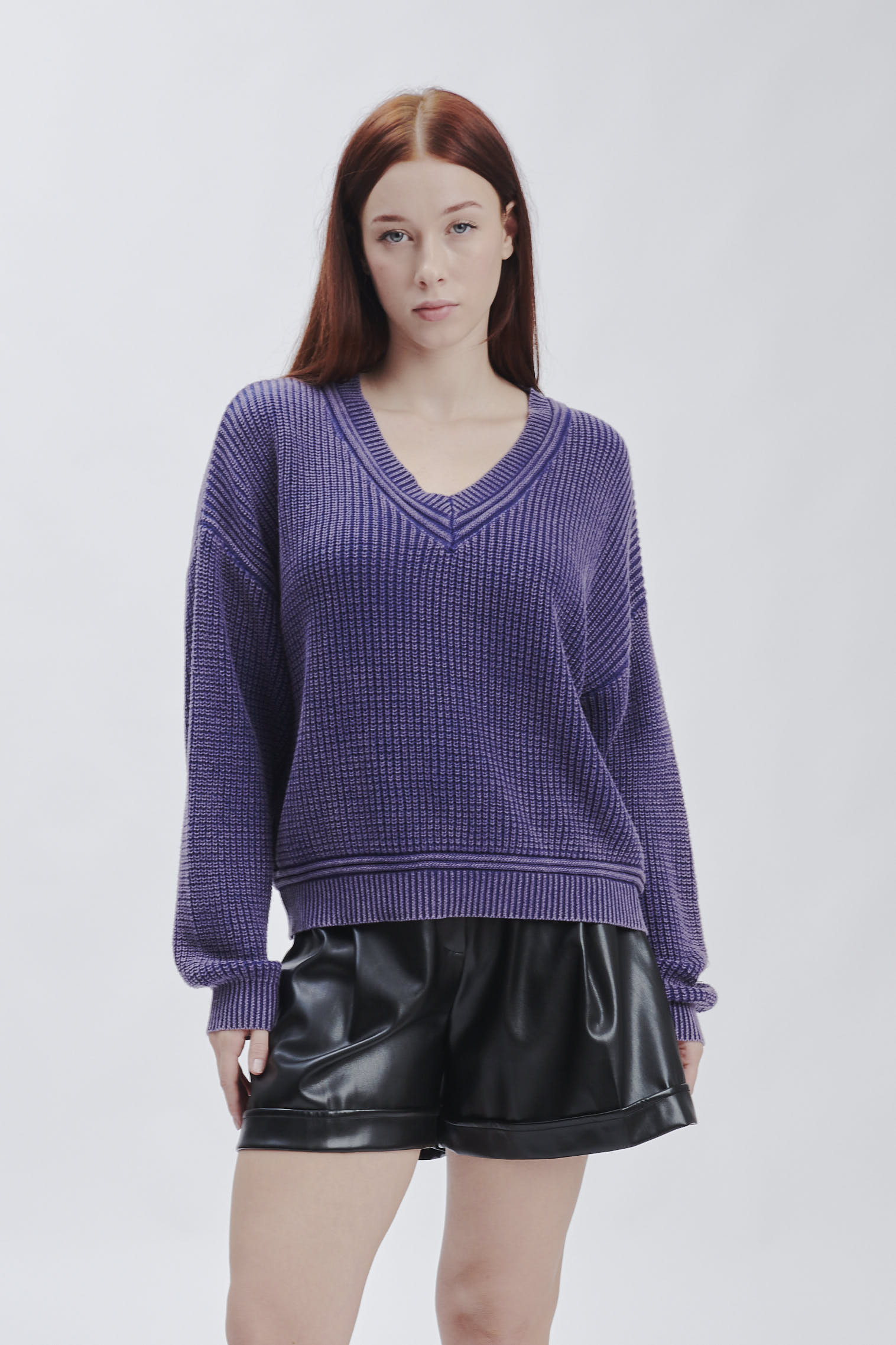 FD168-SCOLLO-A-V-STONE-WASHED-BLU-215 MAGLIA SCOLLO A V |