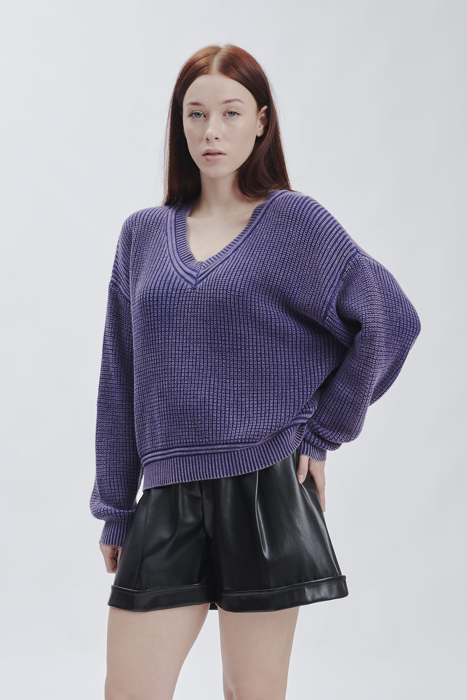 FD168-SCOLLO-A-V-STONE-WASHED-BLU-218 MAGLIA SCOLLO A V |