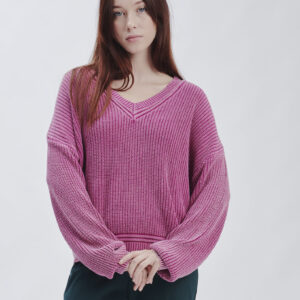 FD168-SCOLLO-A-V-STONE-WASHED-ROSSO-MAGENTA-226 MAGLIA SCOLLO A V |