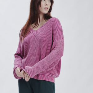 FD168-SCOLLO-A-V-STONE-WASHED-ROSSO-MAGENTA-227 MAGLIA SCOLLO A V |