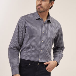 FU019-POP-STRETCH-MICRO-ST-NAVY-SHIRT-3-1 MICRO PRINT STRETCH POPLIN SHIRT |