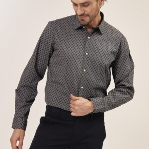 FU021-POP-STRETCH-MICRO-ST-NAVY-SHIRT-47 MICRO PRINT STRETCH POPLIN SHIRT |