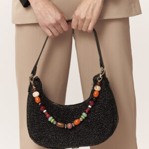 RAFFIA-EFFECT HALF-MOON BAG |