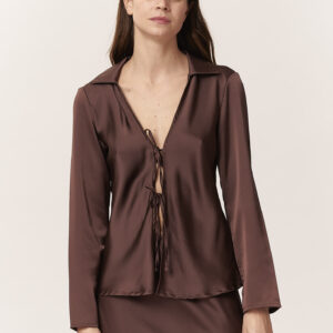 GD009-SATIN-BLOUSE-WITH-CHOCO-LACES-378 SATIN BLOUSE WITH LACES |