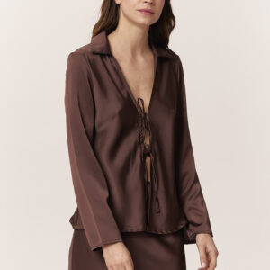 GD009-SATIN-BLOUSE-WITH-CHOCO-LACES-380 SATIN BLOUSE WITH LACES |
