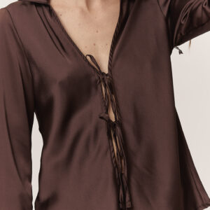 GD009-SATIN-BLOUSE-WITH-CHOCO-LACES-381 SATIN BLOUSE WITH LACES |