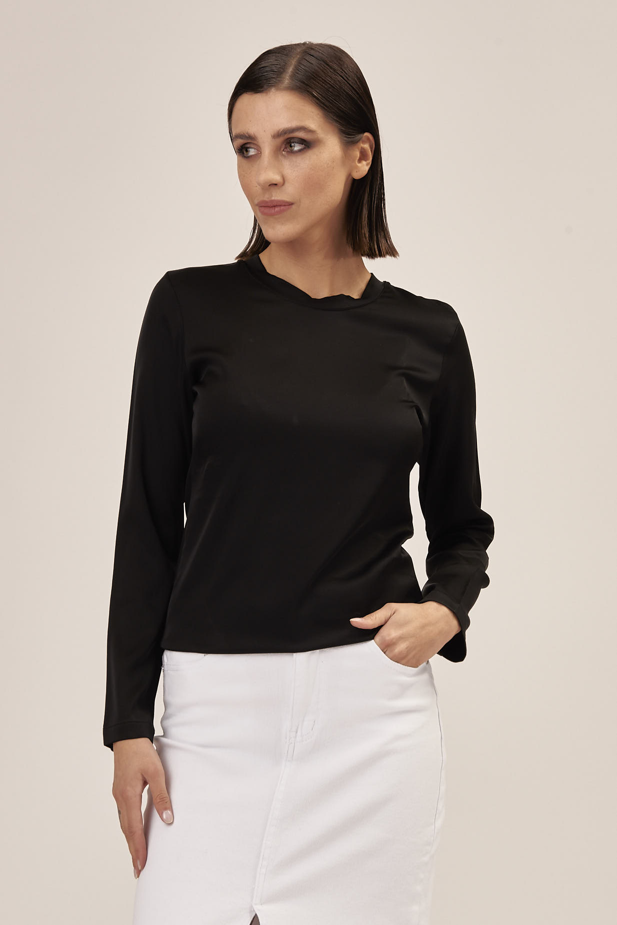 SATIN LONG SLEEVE T-SHIRT