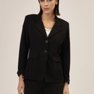 GD022-JACKET-SCUBA-CREPE-BLACK-872-1 TWO-BUTTON CREPE JACKET |