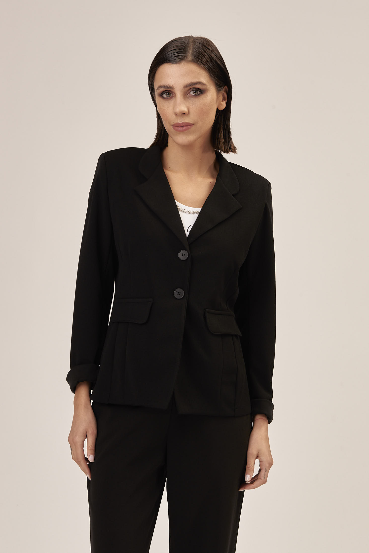 TWO-BUTTON CREPE JACKET