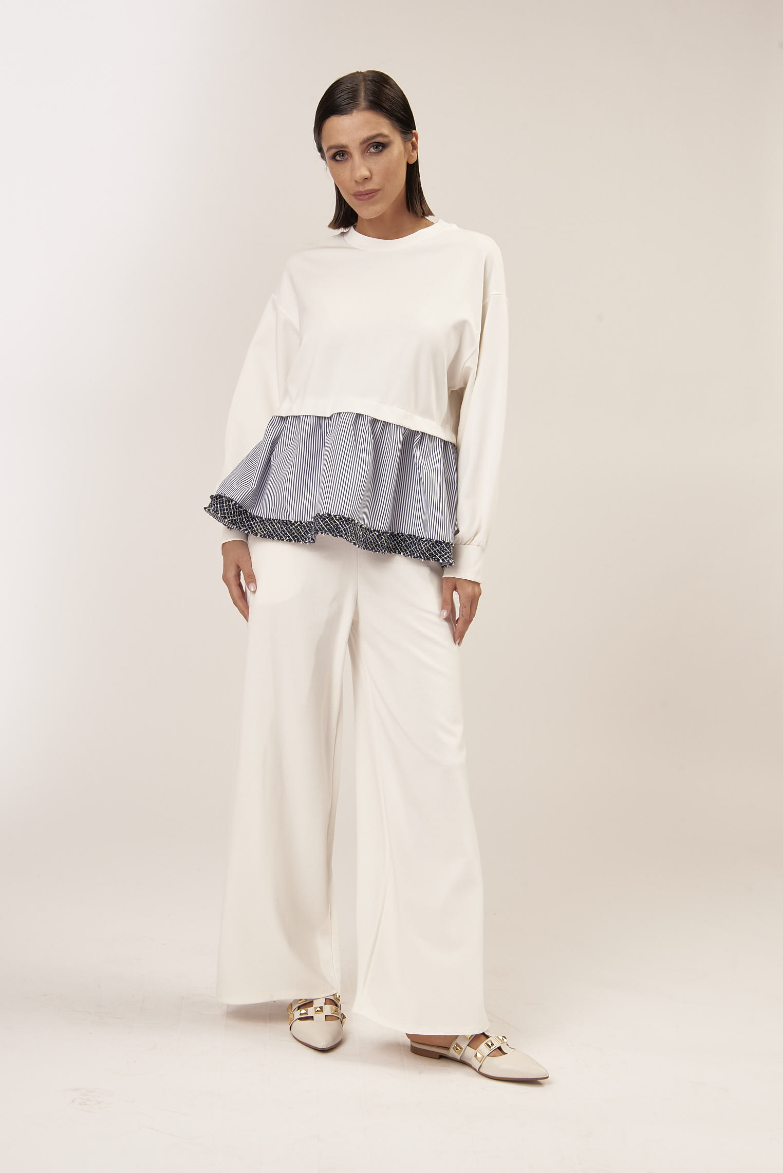 PALAZZO TROUSERS IN STRETCH FABRIC