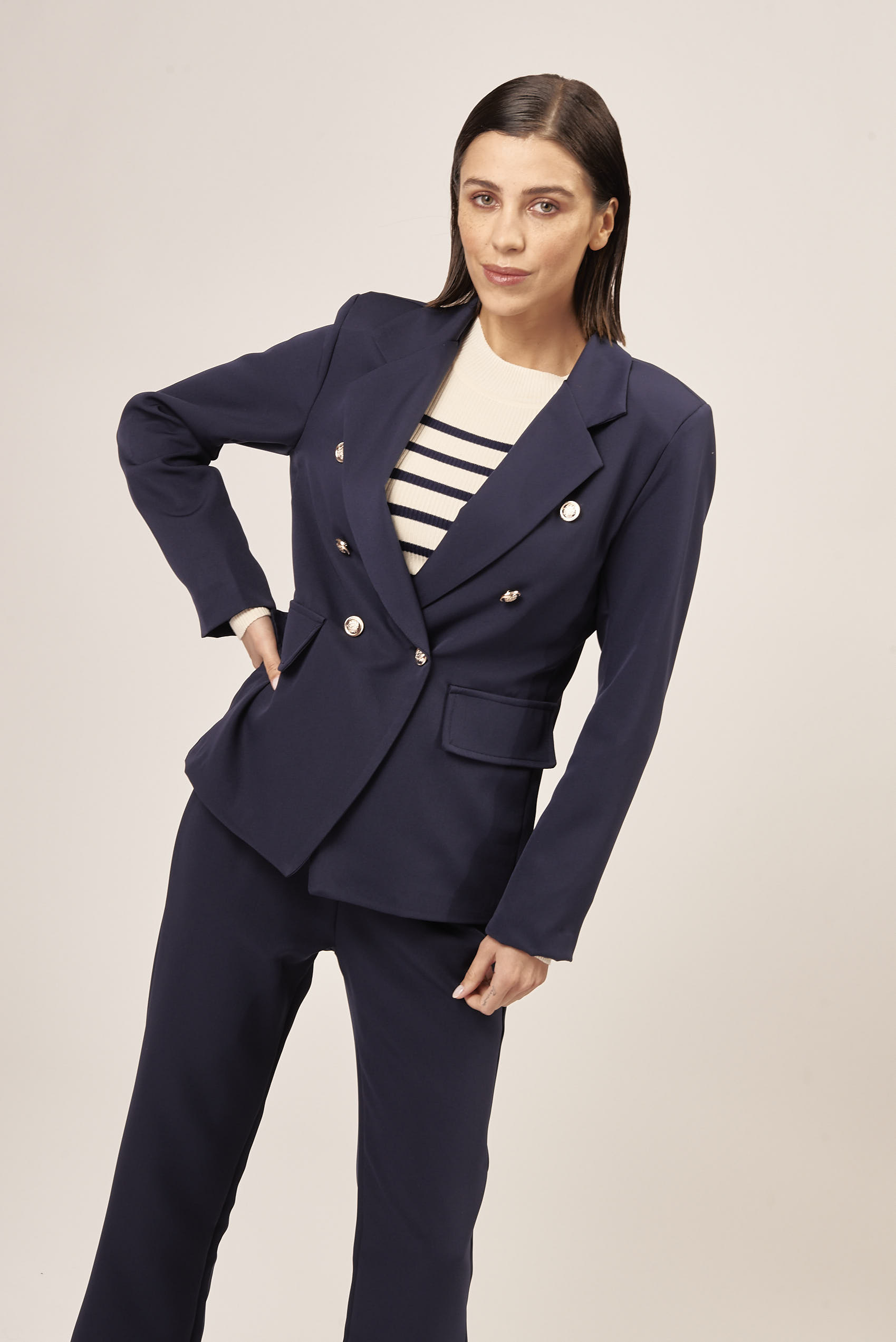 NAVY DOUBLE-BREASTED JACKET