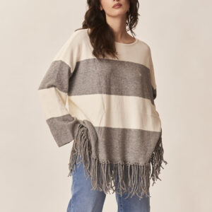 GD057-MAGLIA-CON-FRANGE-GRIGIO-17 SWEATER WITH FRINGES |