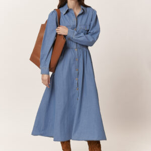LONG CHAMBRAY SHIRT DRESS |