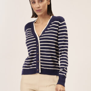 GD065-CARDIGAN-ML-RIBBED-STRIPE-BLUE-1339 STRIPED CARDIGAN |