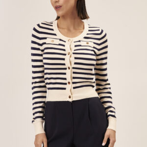 STRIPED CARDIGAN WITH BREAST POCKET |
