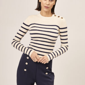 GD068-CREW-NECK-ML-RIBBED-STRIPE-CREAM-1421-2 STRIPED CREWNECK SWEATER |