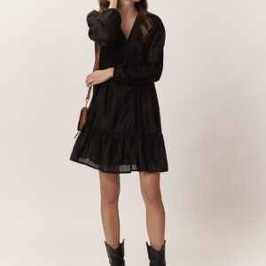 GD072-MIDIKLEID-MIT-RÜSCHEN-SCHWARZ-510 MIDIKLEID MIT RÜSCHEN |