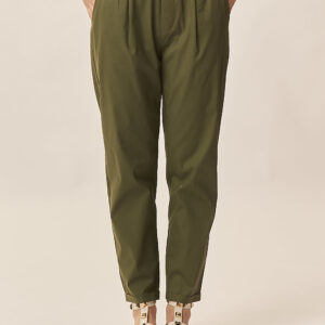 TROUSERS WITH ELASTIC AND PLEATS IN LIGHT POPLIN |