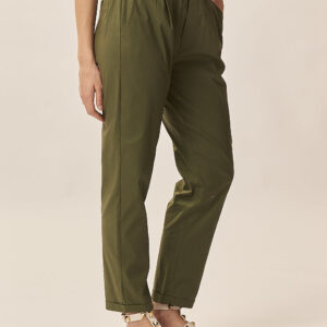 TROUSERS WITH ELASTIC AND PLEATS IN LIGHT POPLIN |