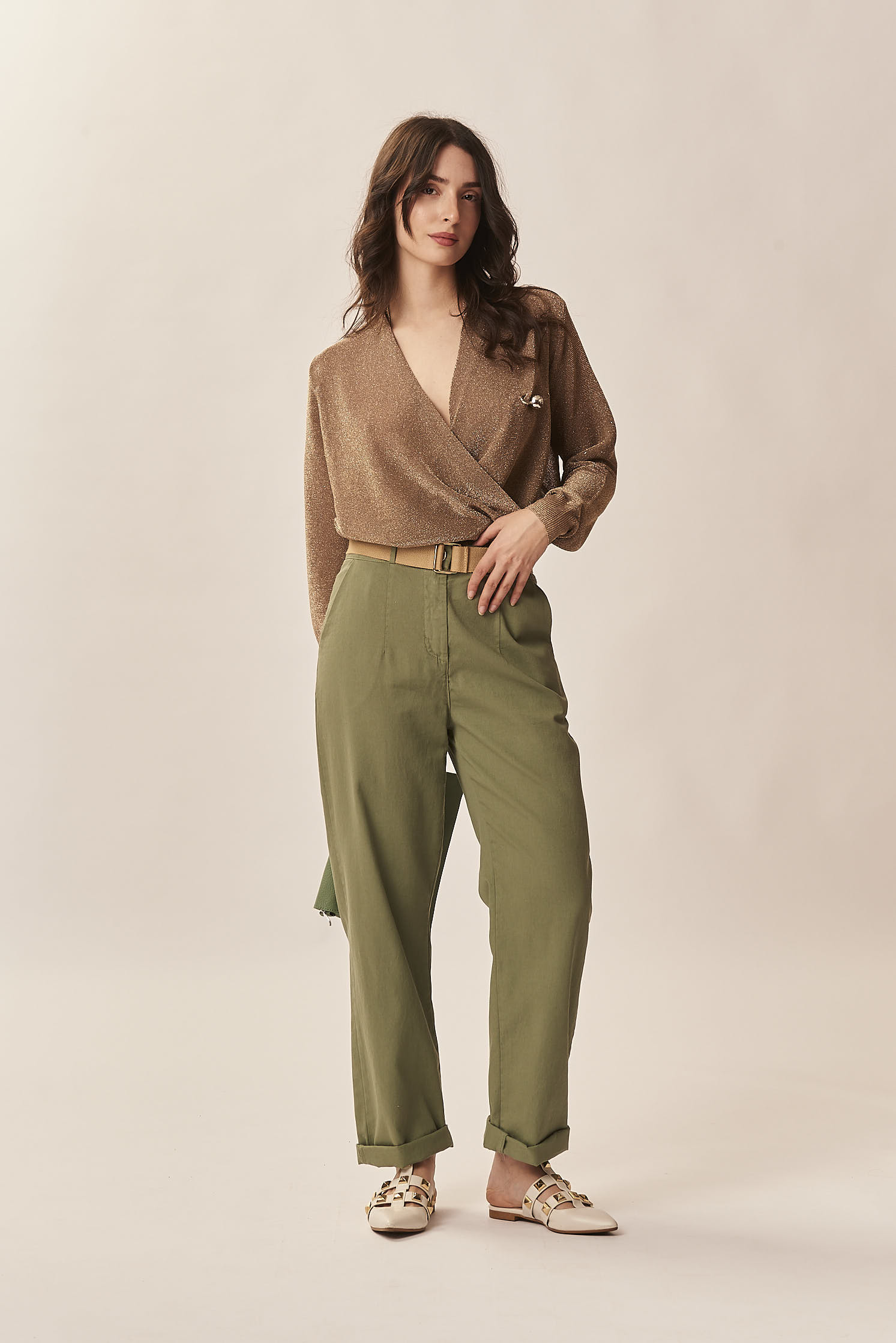 PALAZZO TROUSERS WITH BELT