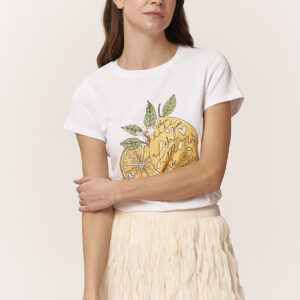 GD110-T-SHIRT-APPLICAZIONI-LEMON-BIANCO-1237 T-SHIRT STAMPA LIMONI CON STRASS |