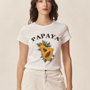 PAPAYA PRINT T-SHIRT WITH RHINESTONES |