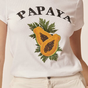 PAPAYA PRINT T-SHIRT WITH RHINESTONES |