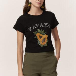 PAPAYA PRINT T-SHIRT WITH RHINESTONES |
